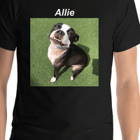 Thumbnail for Personalized Black T-Shirt - Upload Your Square Image - Text Above Photo - Shirt Close-Up View