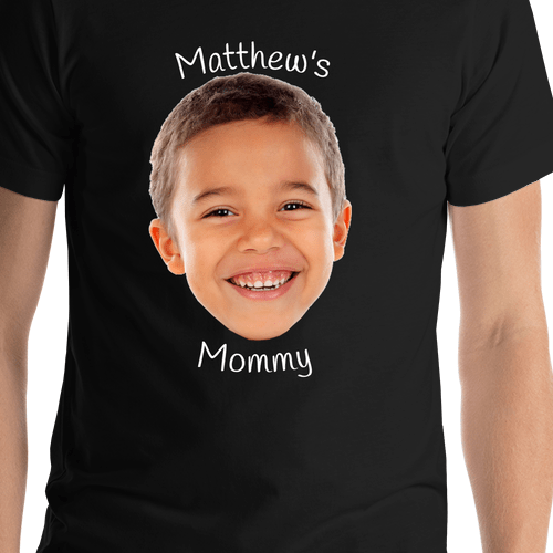 Personalized Black T-Shirt - Your Kid's Face - Shirt Close-Up View