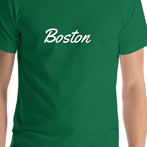 Personalized Boston T-Shirt - Green - Shirt Close-Up View