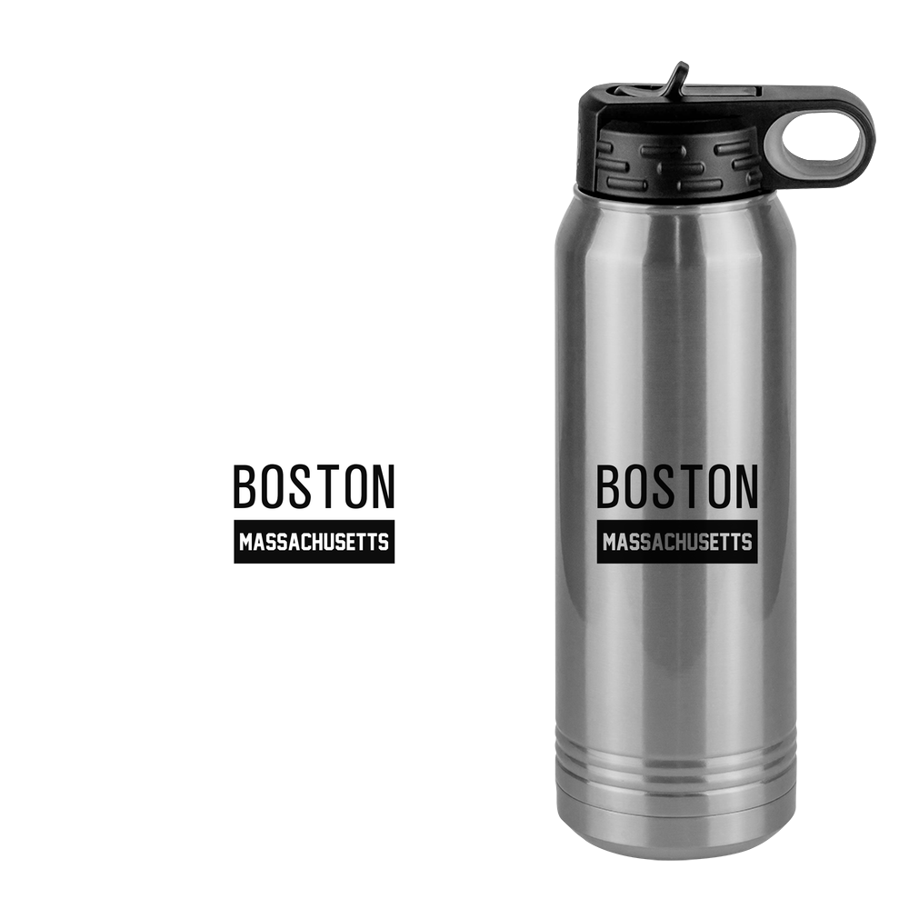Personalized Boston Massachusetts Water Bottle (30 oz) - Design View