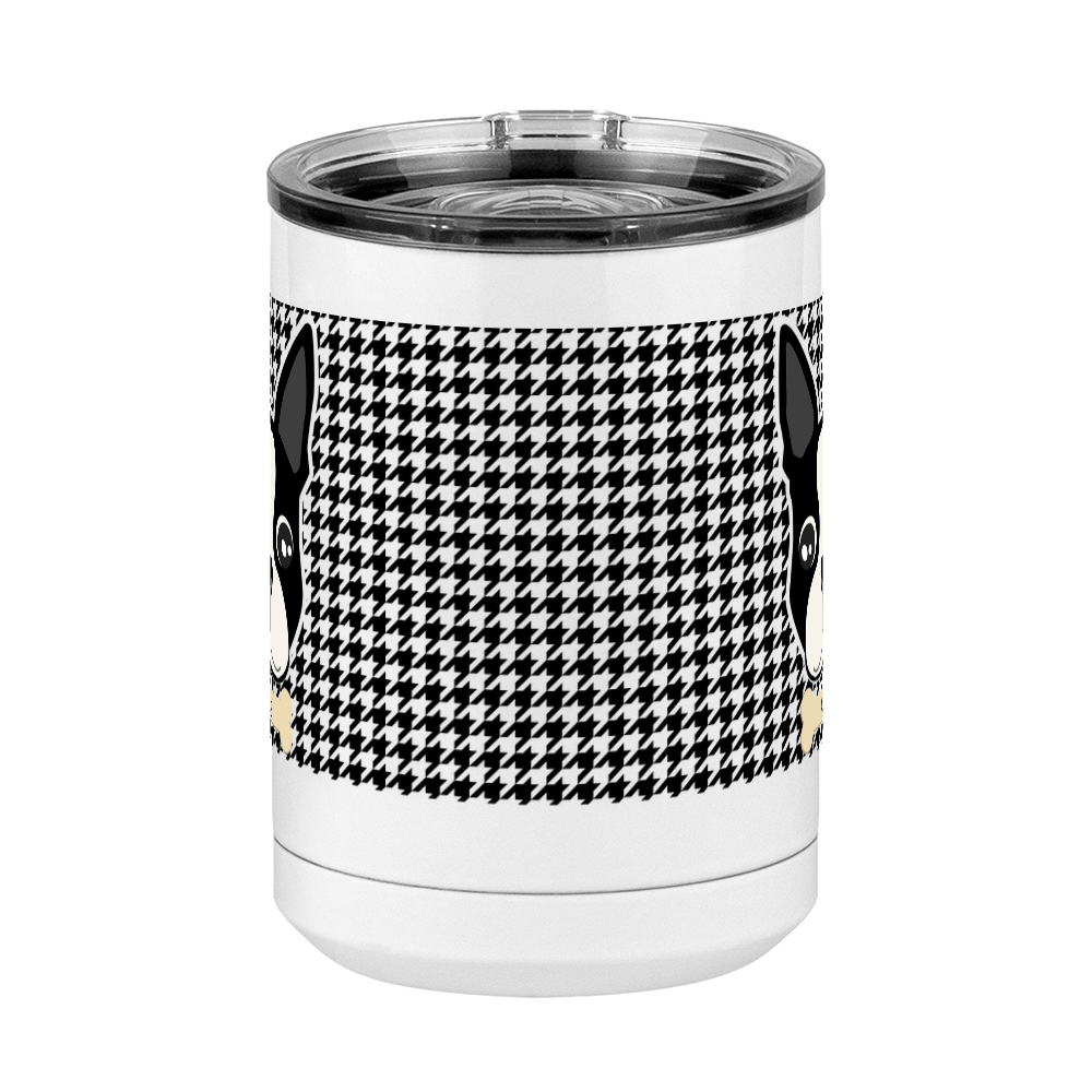 Personalized Boston Terrier Houndstooth Coffee Mug Tumbler with Handle (15 oz) - Front View