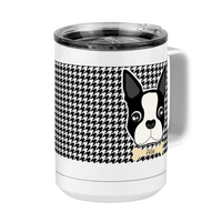 Thumbnail for Personalized Boston Terrier Houndstooth Coffee Mug Tumbler with Handle (15 oz) - Front Right View