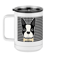 Thumbnail for Personalized Boston Terrier Houndstooth Coffee Mug Tumbler with Handle (15 oz) - Left View
