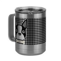 Thumbnail for Personalized Boston Terrier Houndstooth Coffee Mug Tumbler with Handle (15 oz) - Front Left View