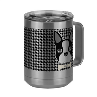 Thumbnail for Personalized Boston Terrier Houndstooth Coffee Mug Tumbler with Handle (15 oz) - Front Right View