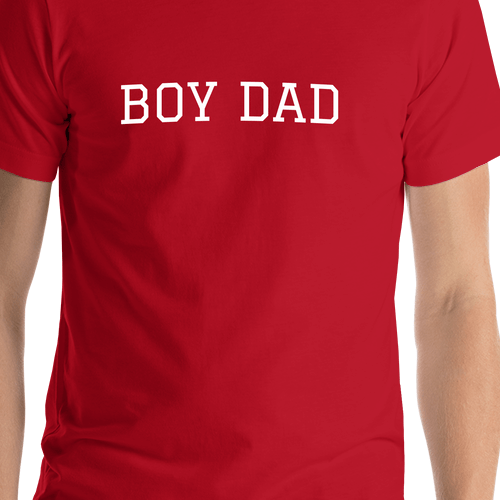 Personalized Boy Dad T-Shirt - Red - Shirt Close-Up View