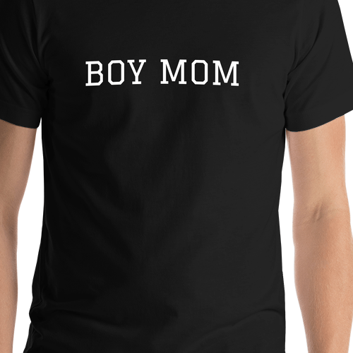 Personalized Boy Mom T-Shirt - Black - Shirt Close-Up View