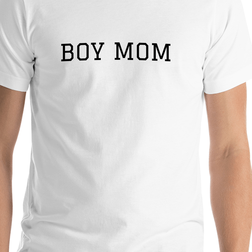 Personalized Boy Mom T-Shirt - White - Shirt Close-Up View