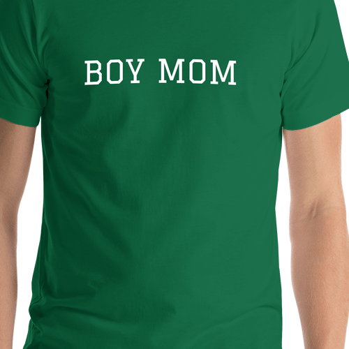 Personalized Boy Mom T-Shirt - Green - Shirt Close-Up View