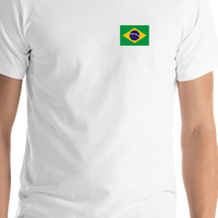 Thumbnail for Brazil Flag T-Shirt - White - Shirt Close-Up View