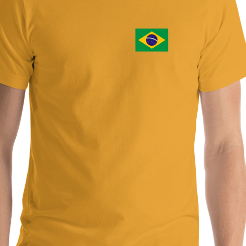Brazil Flag T-Shirt - Gold - Shirt Close-Up View