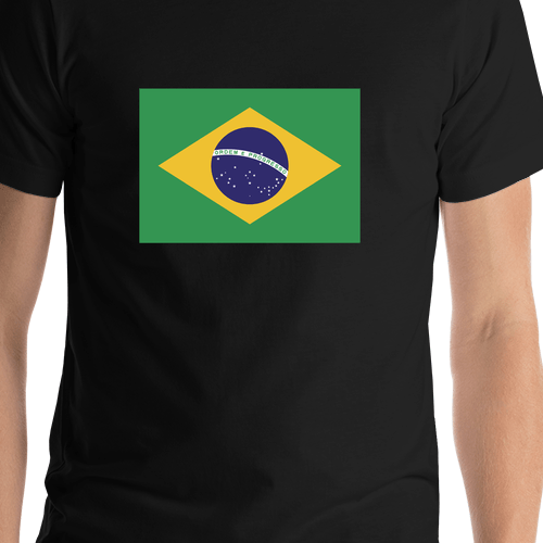 Brazil Flag T-Shirt - Black - Shirt Close-Up View
