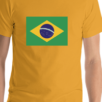 Thumbnail for Brazil Flag T-Shirt - Gold - Shirt Close-Up View