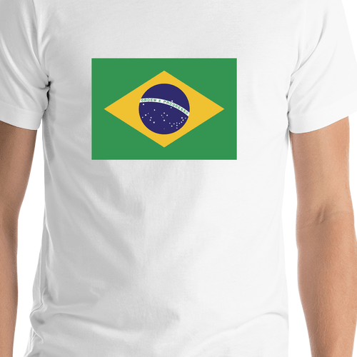 Brazil Flag T-Shirt - White - Shirt Close-Up View