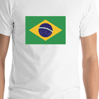 Thumbnail for Brazil Flag T-Shirt - White - Shirt Close-Up View