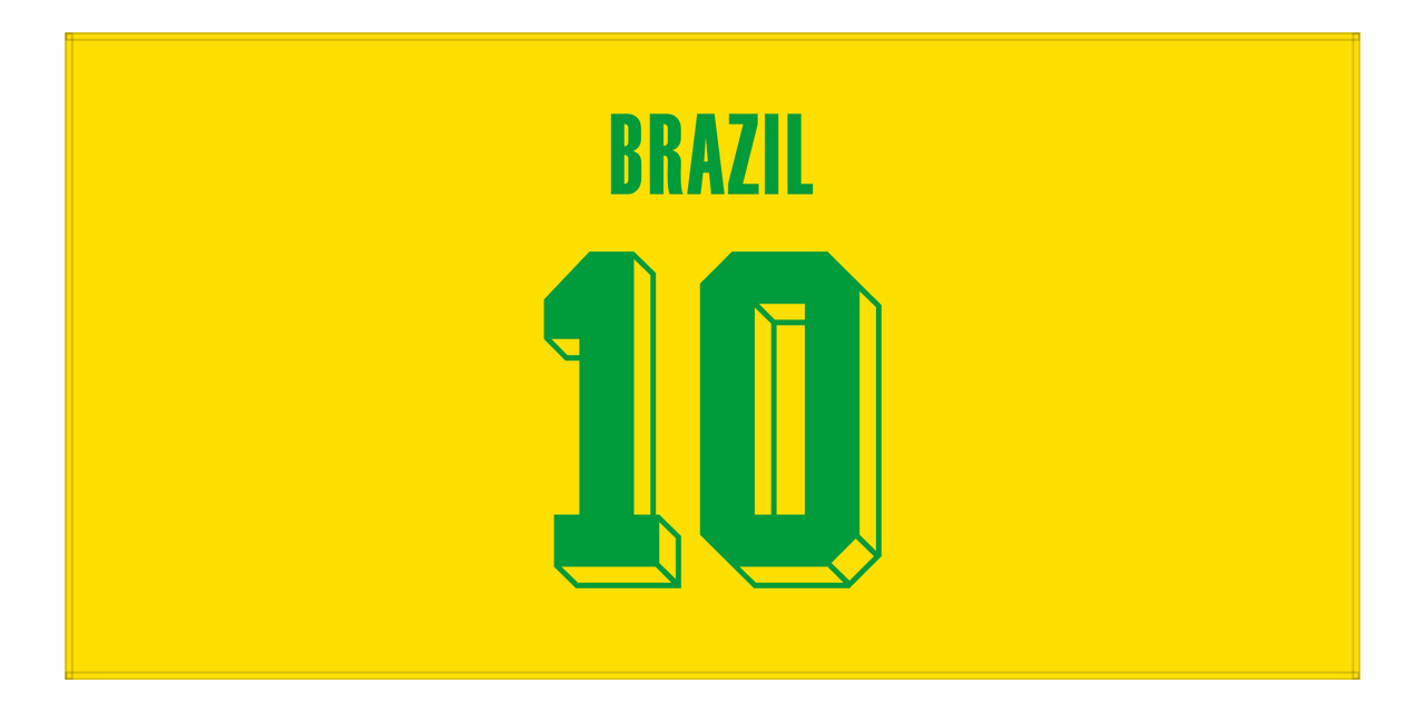 Personalized Brazil Jersey Number Beach Towel - Yellow - Front View