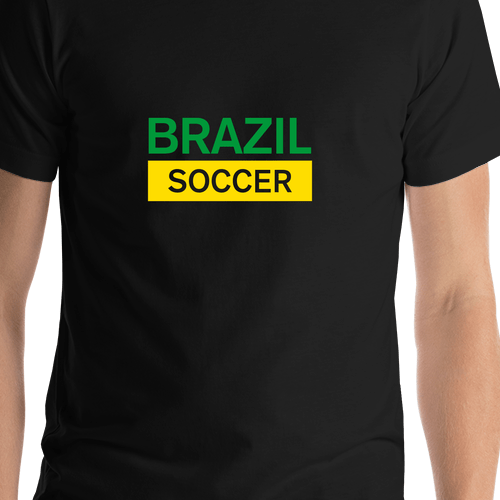 Brazil Soccer T-Shirt - Black - Shirt Close-Up View