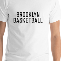 Thumbnail for Personalized Brooklyn Basketball T-Shirt - White - Shirt Close-Up View