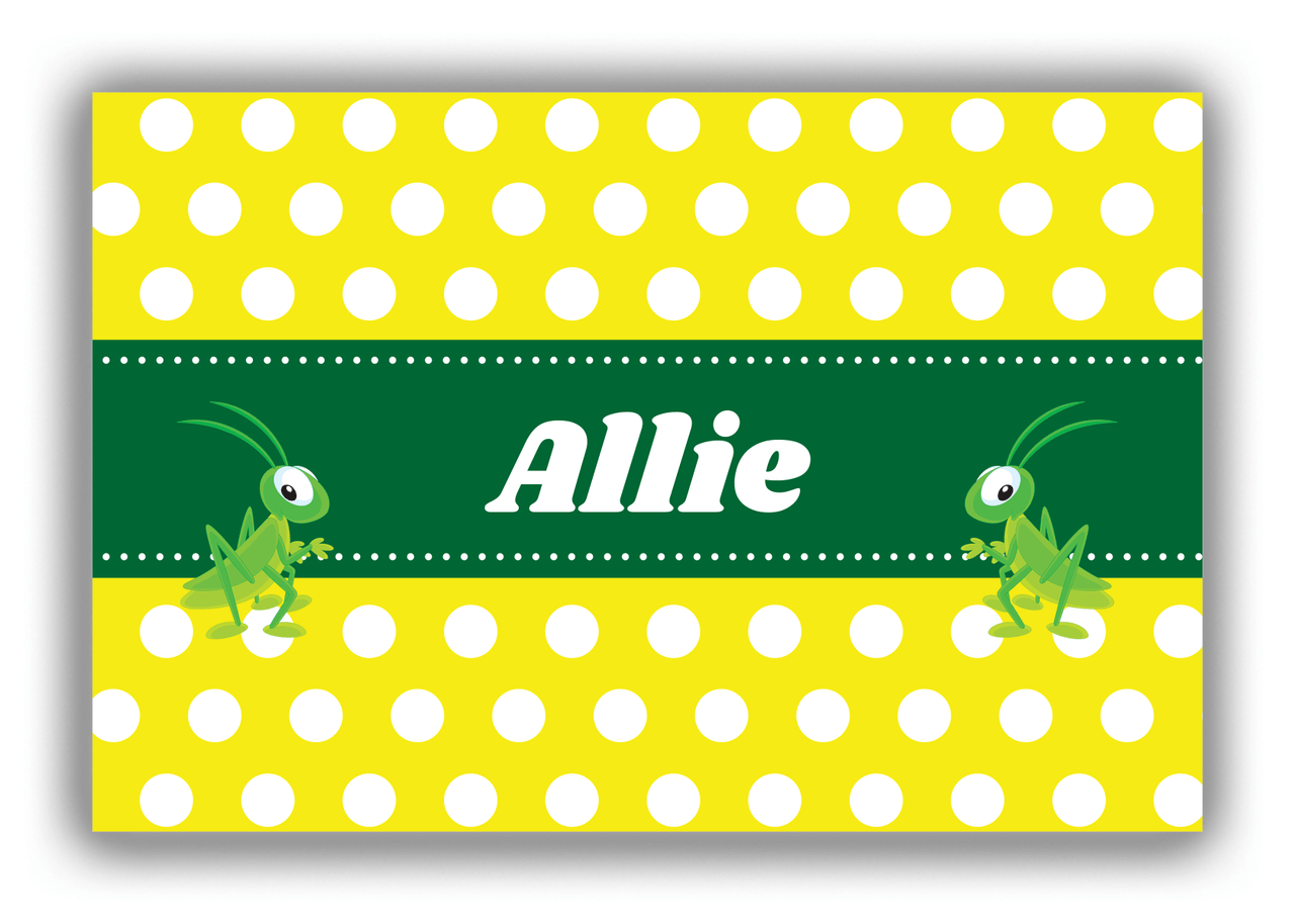 Personalized Bugs Canvas Wrap & Photo Print I - Yellow Background - Grasshopper - Front View