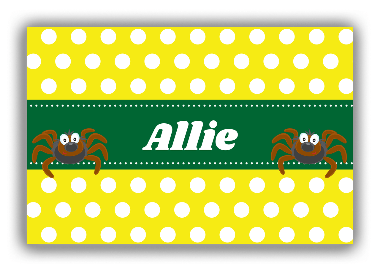 Personalized Bugs Canvas Wrap & Photo Print I - Yellow Background - Spider - Front View