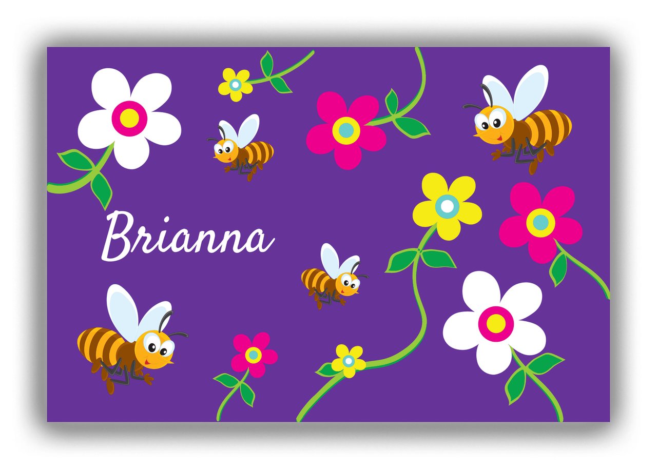 Personalized Bugs Canvas Wrap & Photo Print II - Purple Background - Bee - Front View