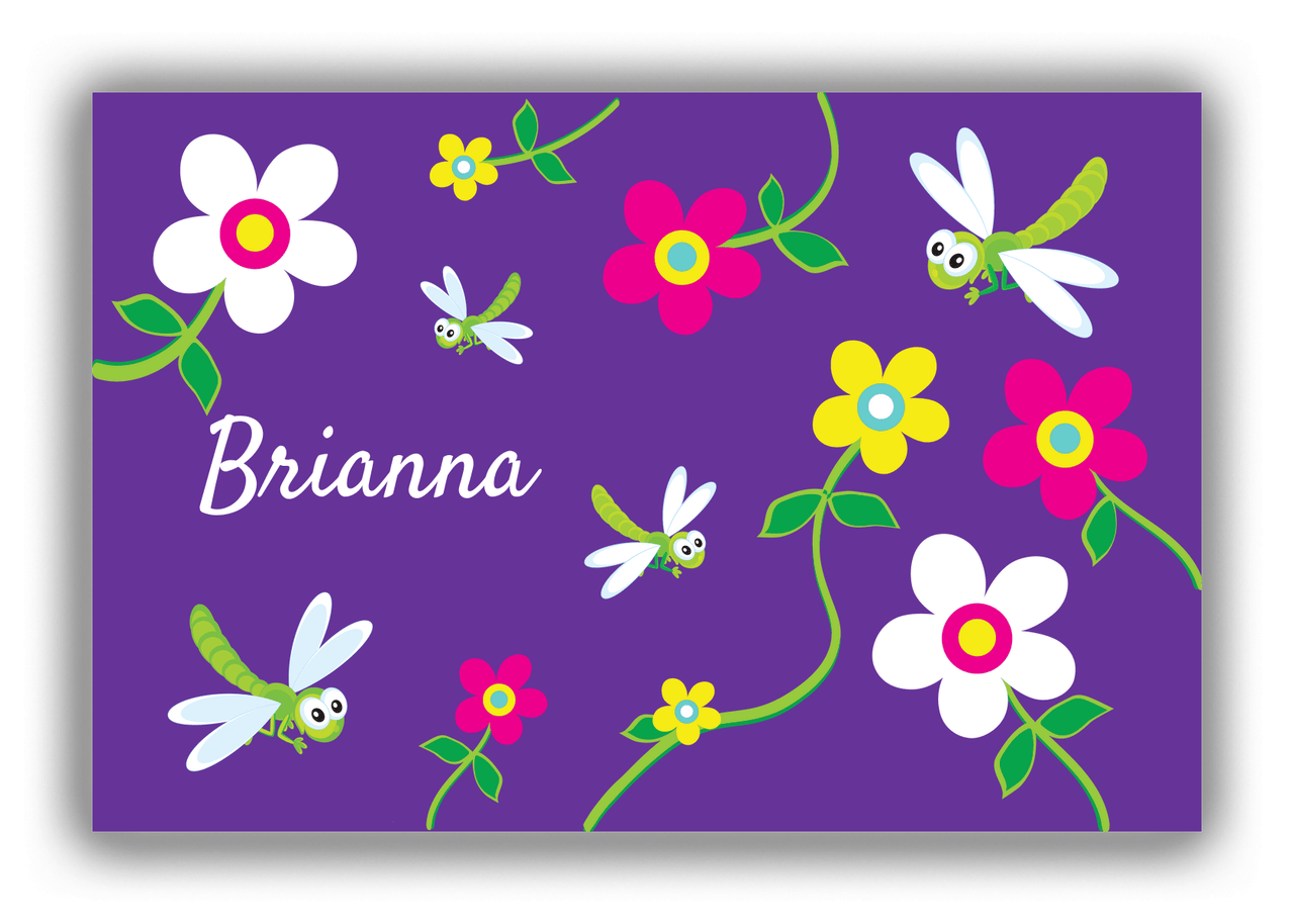 Personalized Bugs Canvas Wrap & Photo Print II - Purple Background - Dragonfly - Front View