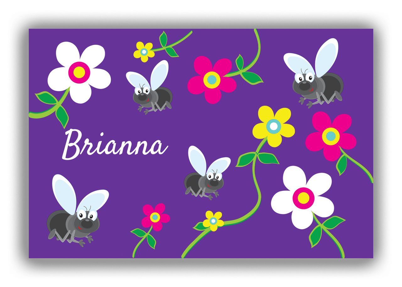Personalized Bugs Canvas Wrap & Photo Print II - Purple Background - Fly - Front View