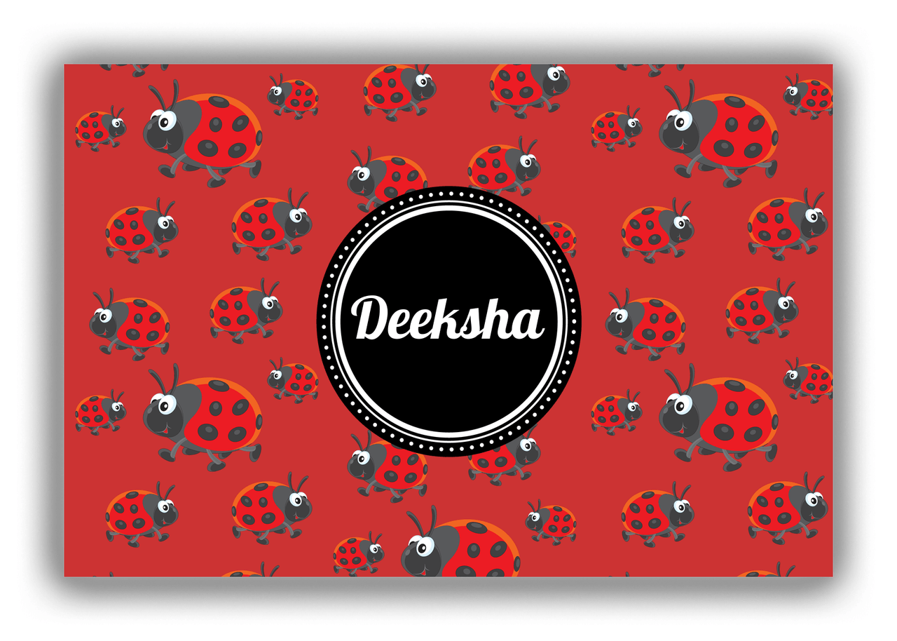 Personalized Bugs Canvas Wrap & Photo Print IV - Red Background - Ladybugs - Front View