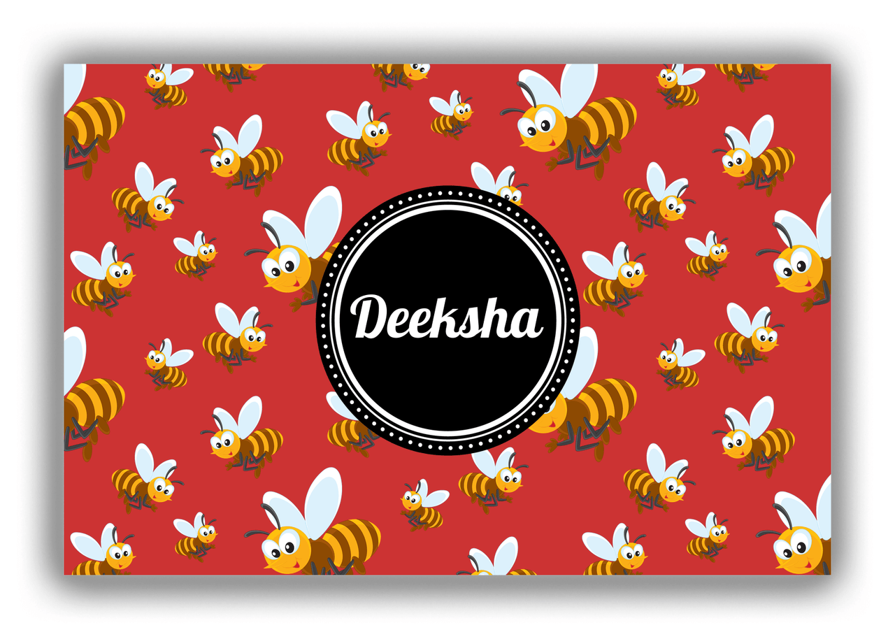 Personalized Bugs Canvas Wrap & Photo Print IV - Red Background - Bees - Front View