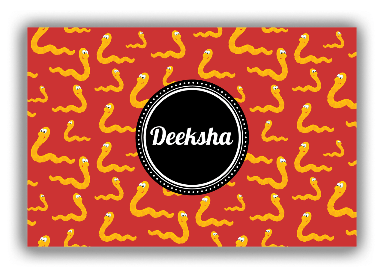 Personalized Bugs Canvas Wrap & Photo Print IV - Red Background - Worms - Front View