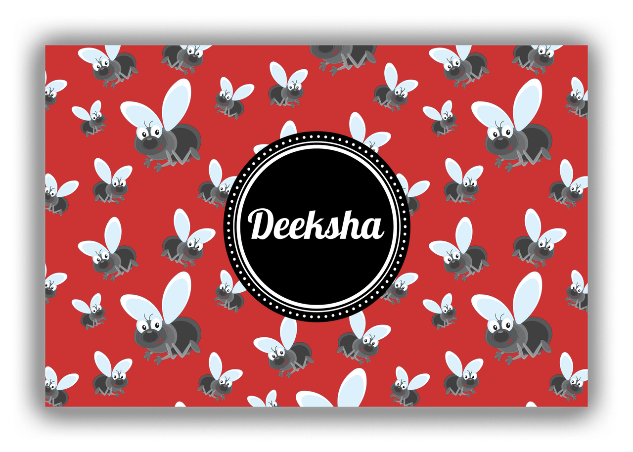 Personalized Bugs Canvas Wrap & Photo Print IV - Red Background - Flies - Front View