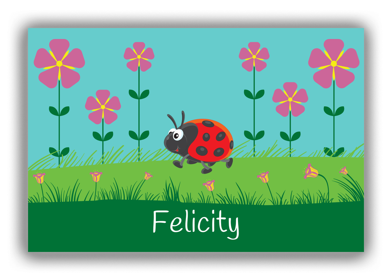 Personalized Bugs Canvas Wrap & Photo Print VI - Teal Background - Ladybug - Front View