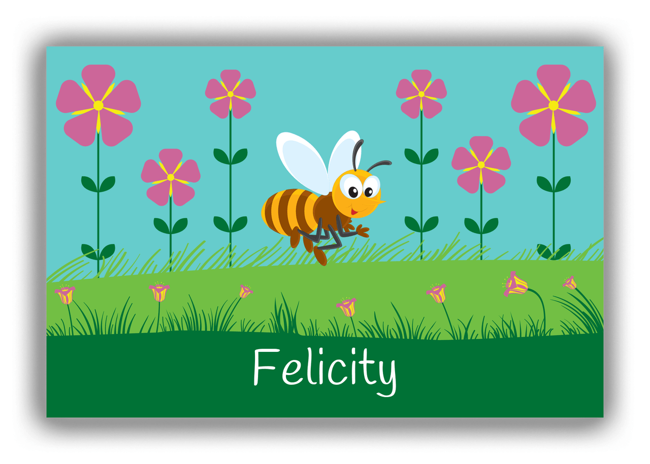 Personalized Bugs Canvas Wrap & Photo Print VI - Teal Background - Bee - Front View