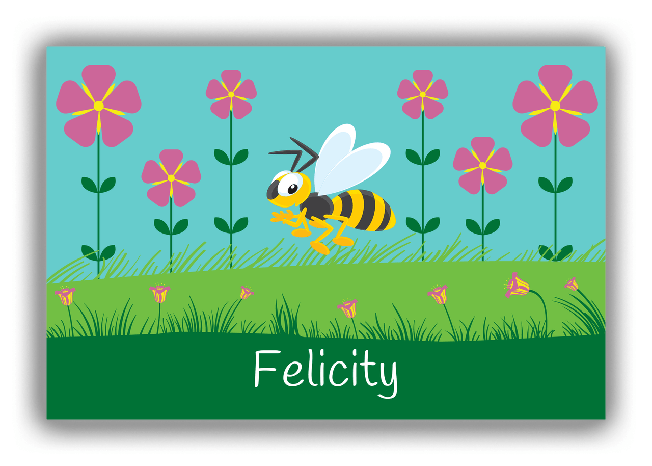 Personalized Bugs Canvas Wrap & Photo Print VI - Teal Background - Hornet - Front View