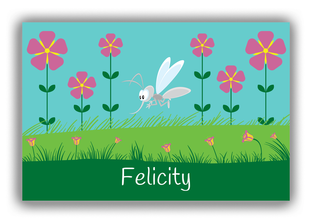 Personalized Bugs Canvas Wrap & Photo Print VI - Teal Background - Mosquito - Front View
