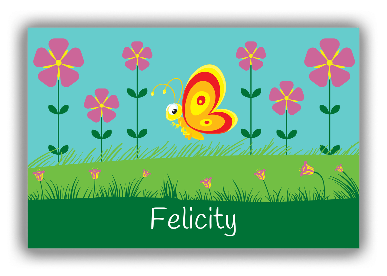 Personalized Bugs Canvas Wrap & Photo Print VI - Teal Background - Butterfly - Front View