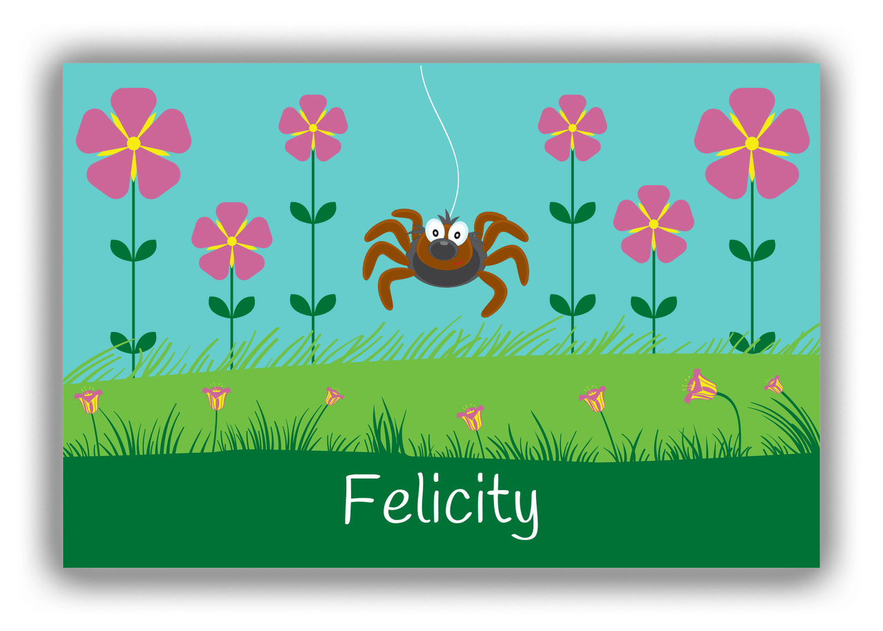 Personalized Bugs Canvas Wrap & Photo Print VI - Teal Background - Spider - Front View