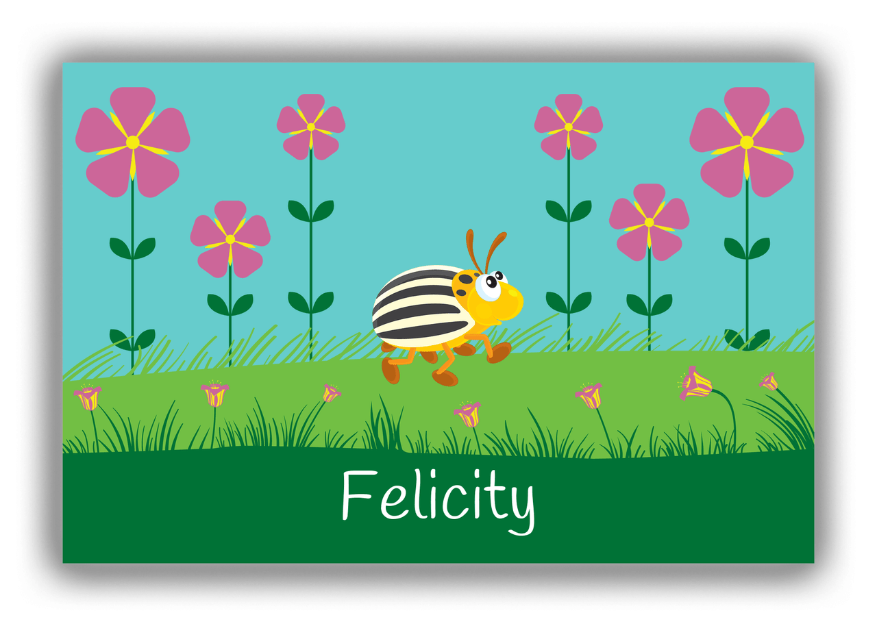 Personalized Bugs Canvas Wrap & Photo Print VI - Teal Background - Beetle - Front View