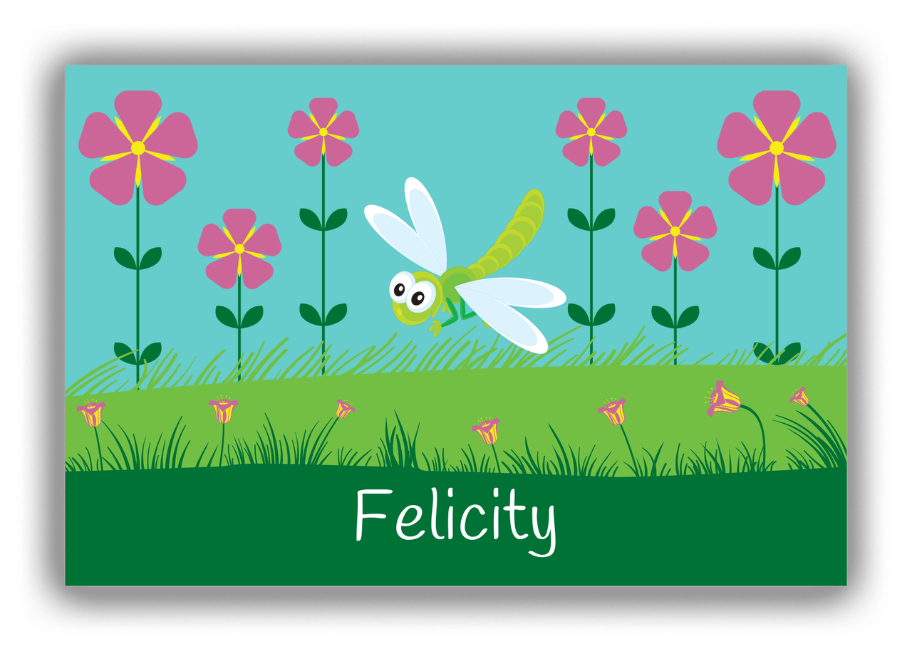 Personalized Bugs Canvas Wrap & Photo Print VI - Teal Background - Dragonfly - Front View