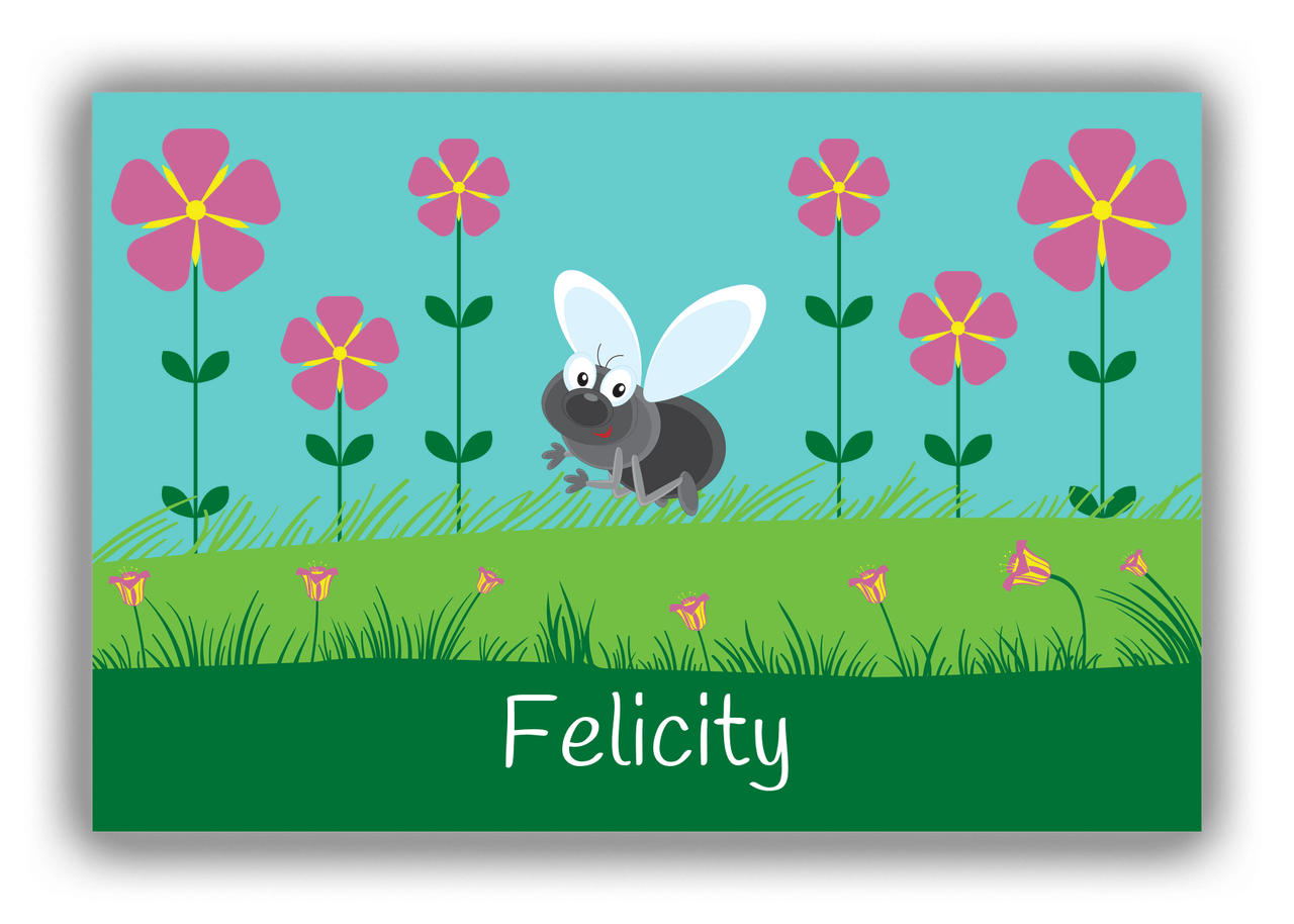 Personalized Bugs Canvas Wrap & Photo Print VI - Teal Background - Fly - Front View