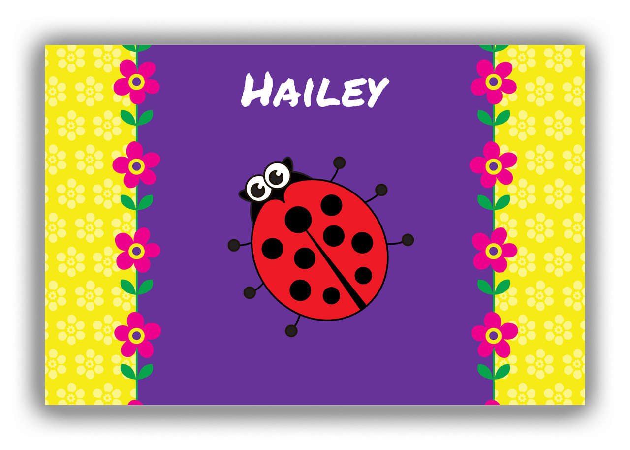 Personalized Bugs Canvas Wrap & Photo Print VIII - Purple Background - Ladybug - Front View