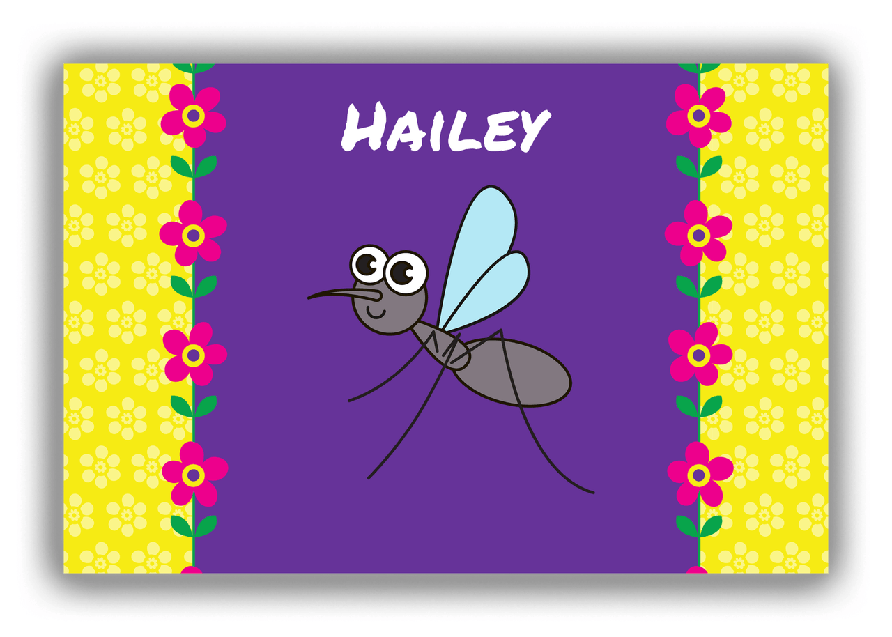 Personalized Bugs Canvas Wrap & Photo Print VIII - Purple Background - Moquito - Front View
