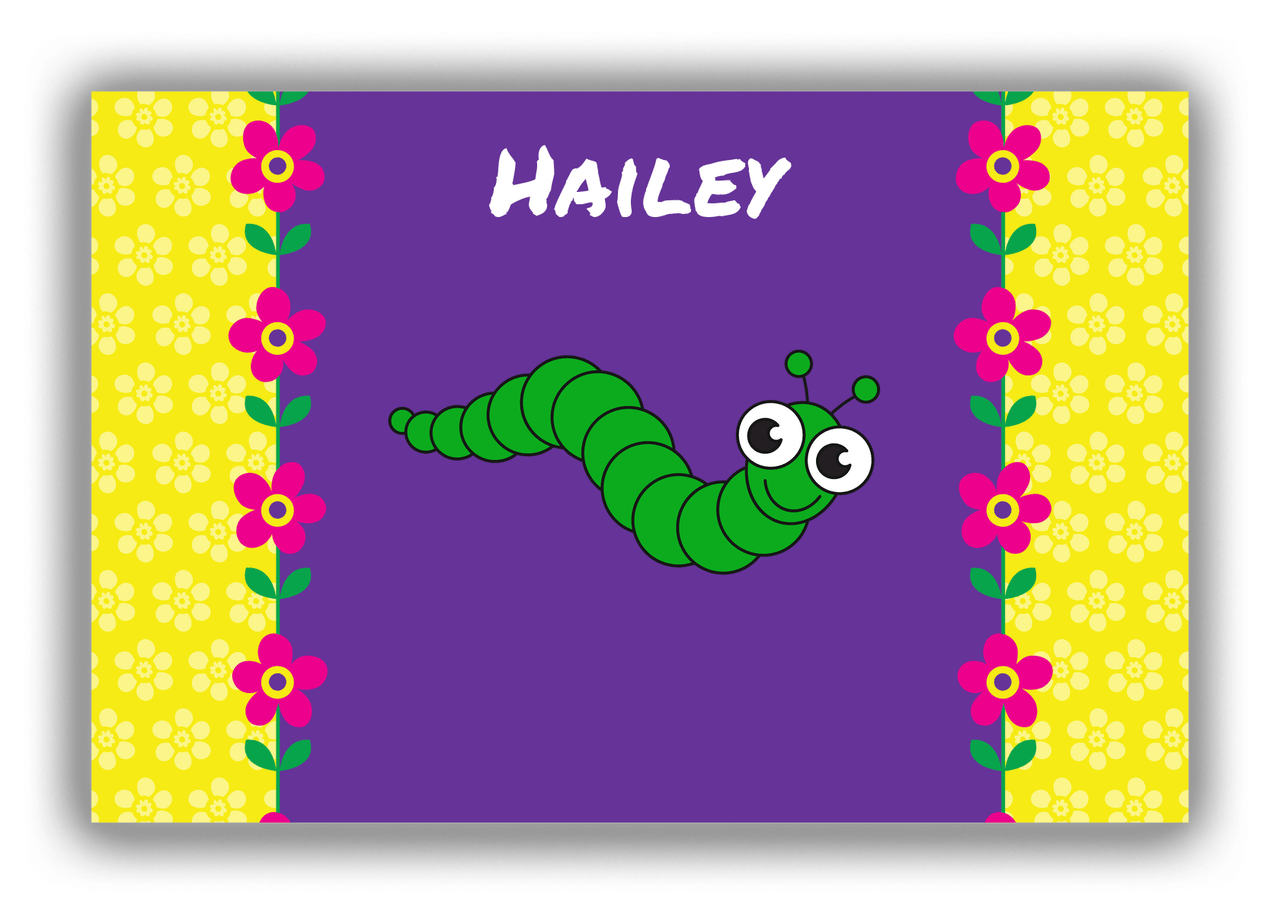 Personalized Bugs Canvas Wrap & Photo Print VIII - Purple Background - Caterpillar - Front View