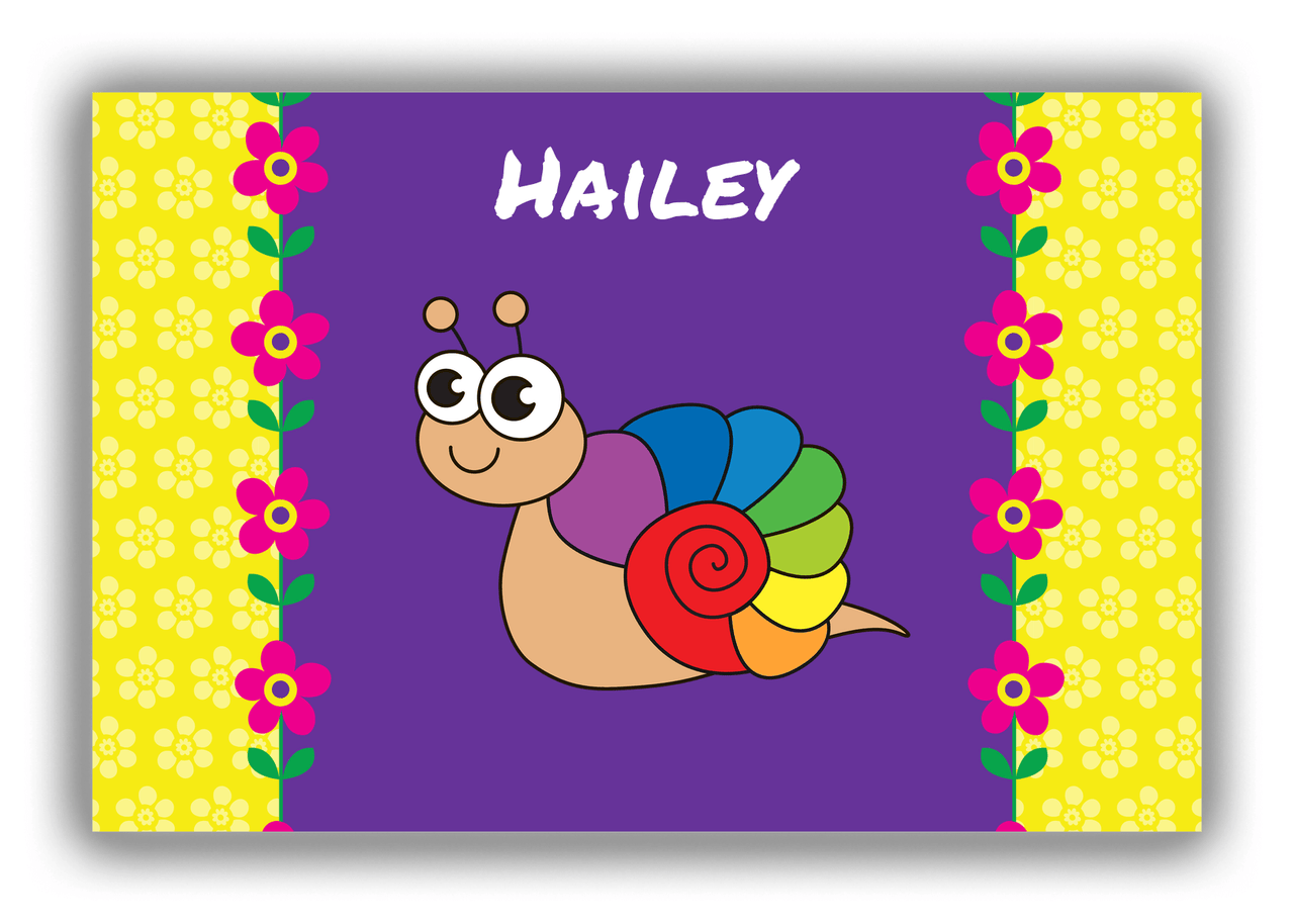 Personalized Bugs Canvas Wrap & Photo Print VIII - Purple Background - Snail - Front View