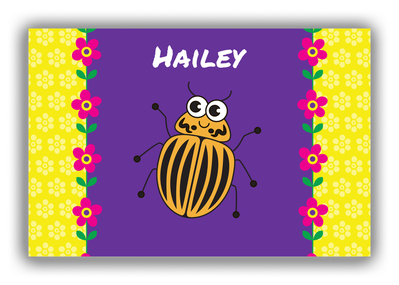 Personalized Bugs Canvas Wrap & Photo Print VIII - Purple Background - Beetle - Front View