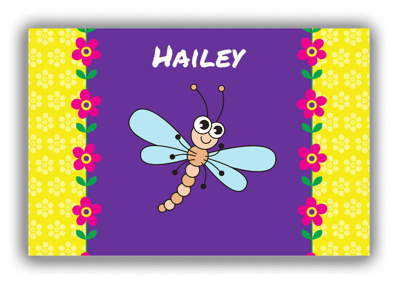Personalized Bugs Canvas Wrap & Photo Print VIII - Purple Background - Dragonfly - Front View