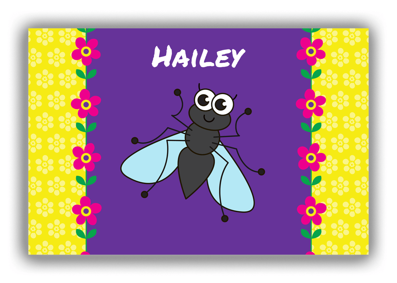 Personalized Bugs Canvas Wrap & Photo Print VIII - Purple Background - Fly - Front View