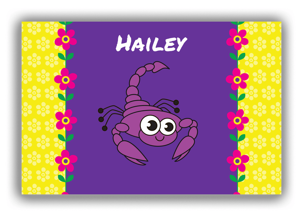 Personalized Bugs Canvas Wrap & Photo Print VIII - Purple Background - Scorpion - Front View
