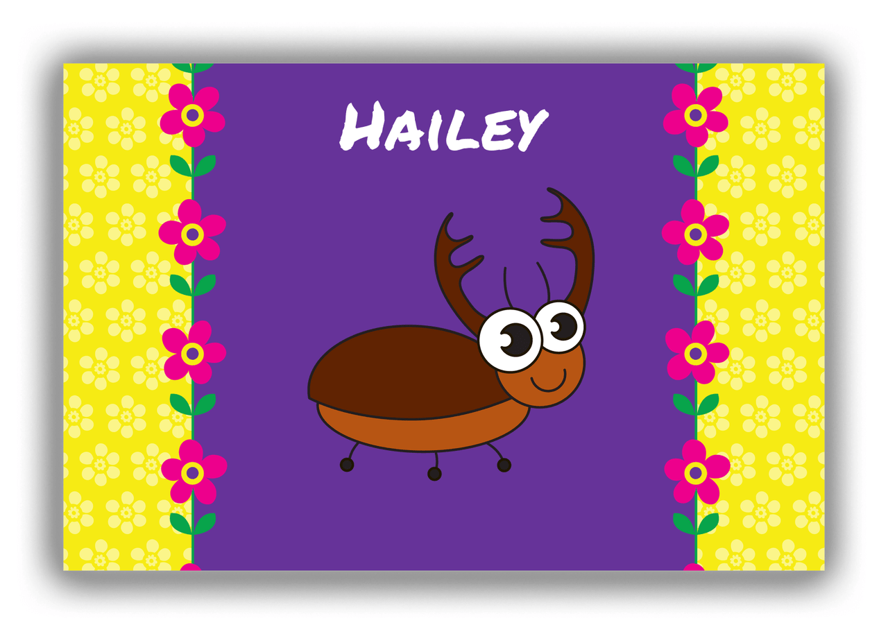 Personalized Bugs Canvas Wrap & Photo Print VIII - Purple Background - Beetle II - Front View