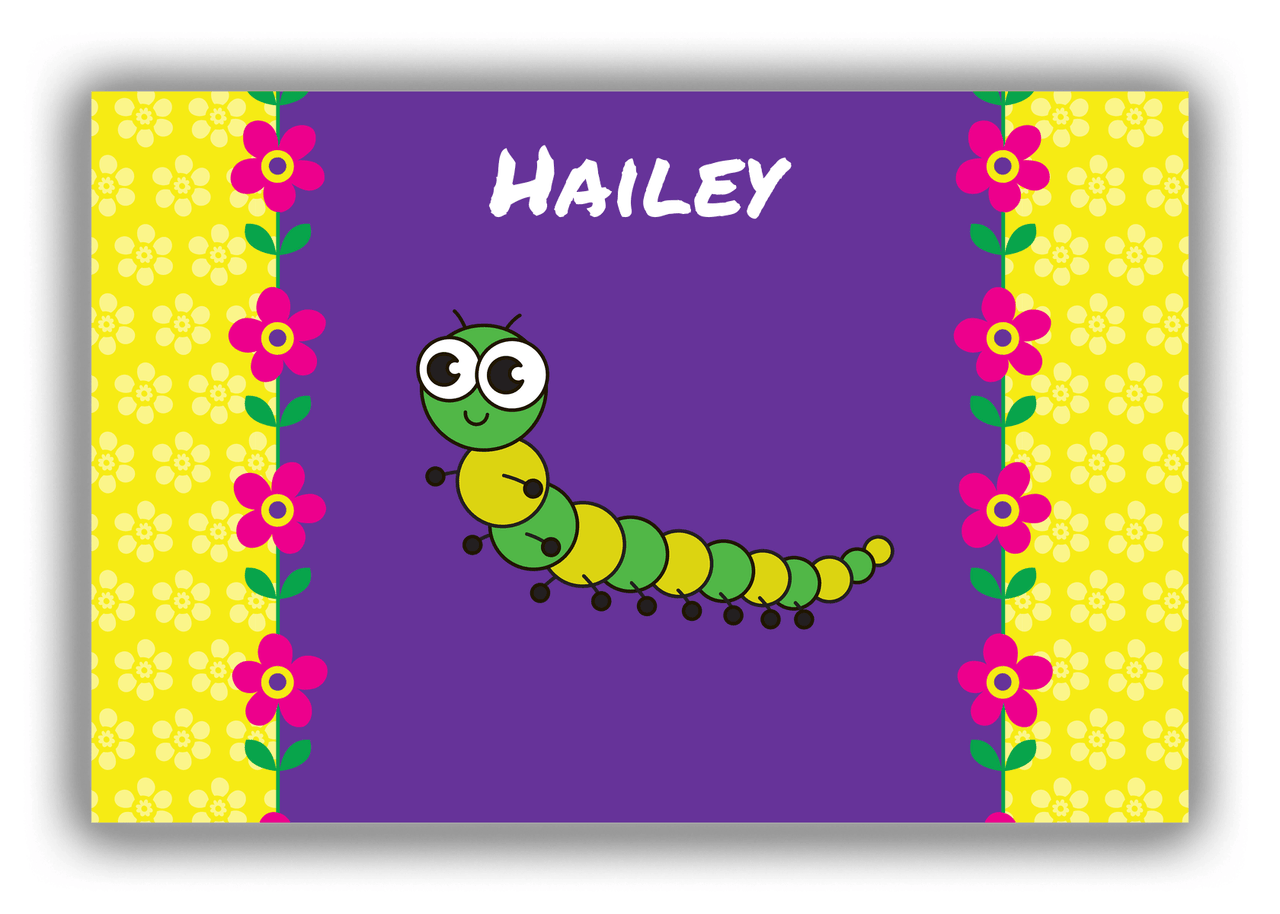 Personalized Bugs Canvas Wrap & Photo Print VIII - Purple Background - Millipede - Front View